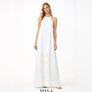 🌺MISA Embroidered Halter Maxi Dress